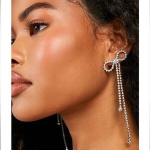 Bow drop rhinestone earrings A254